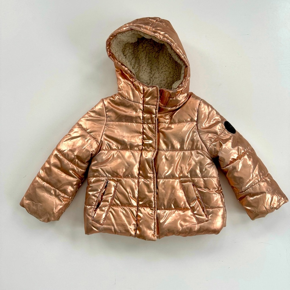 Steve Madden toddler girls size 18 months Rose Gold Puffer Coat Jacket